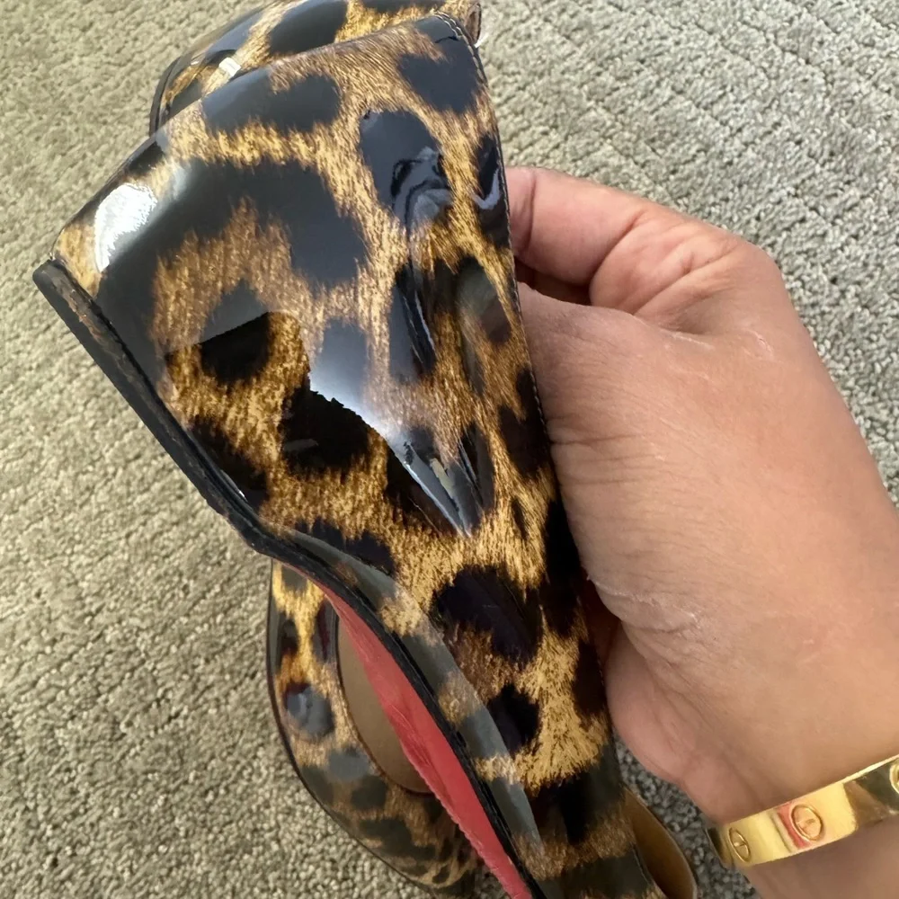 Christian Louboutin Leopard Patent Point Toe Flats - Picture 10 of 11